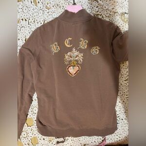 Bcbg 90s Yk2 Brown Sweater with Embroidered Design